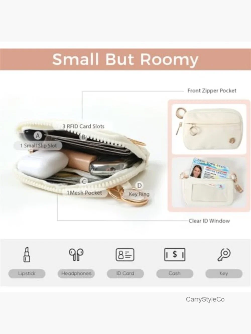 RFID Blocking Wristlet Keychain Wallet with Detachable Strap Nylon